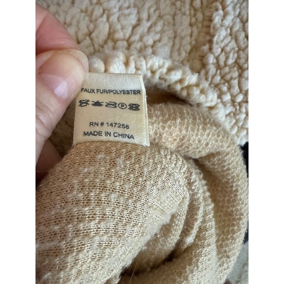 Simply Southern XXL Beige Sherpa Quarter-Zip Pullover Faux Fur/Polyester Cozy - Picture 5 of 5